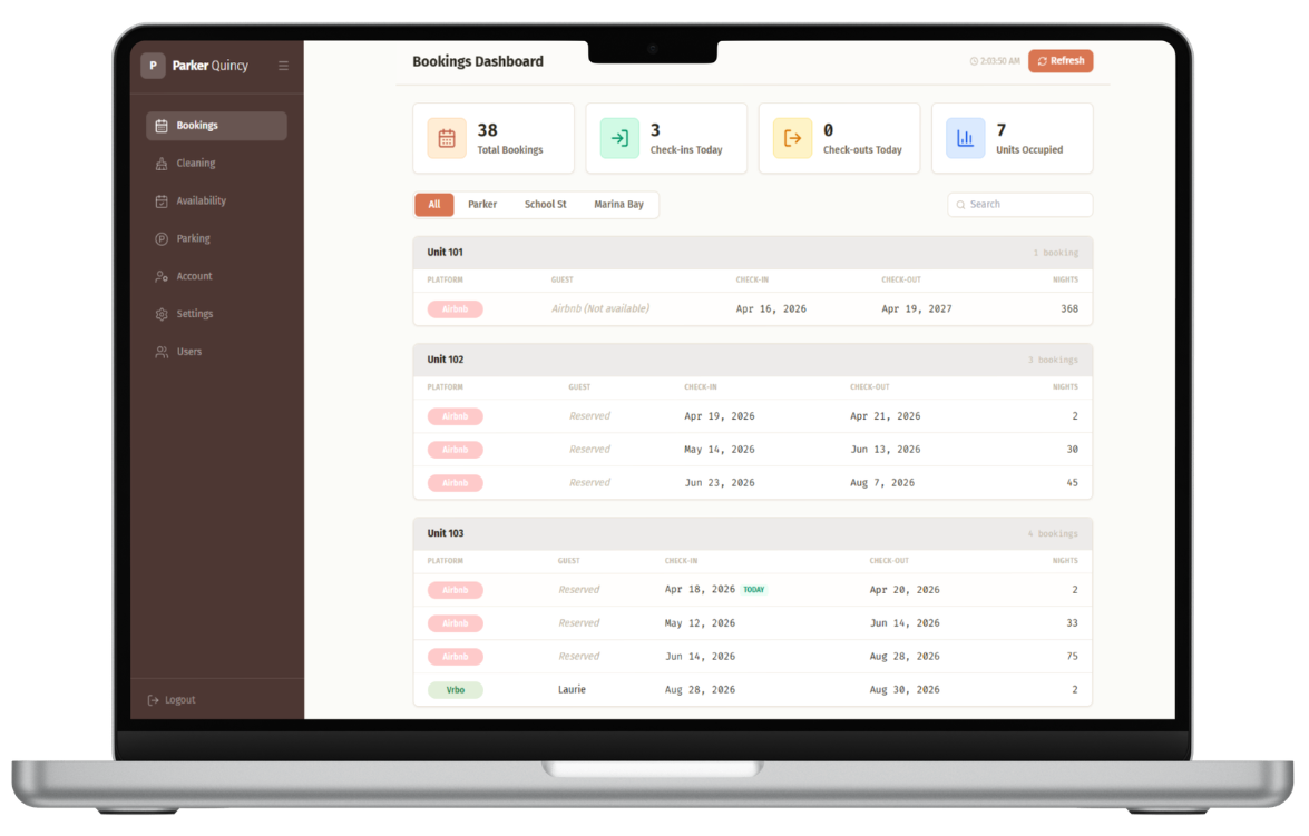 RentalPulse dashboard on a laptop
